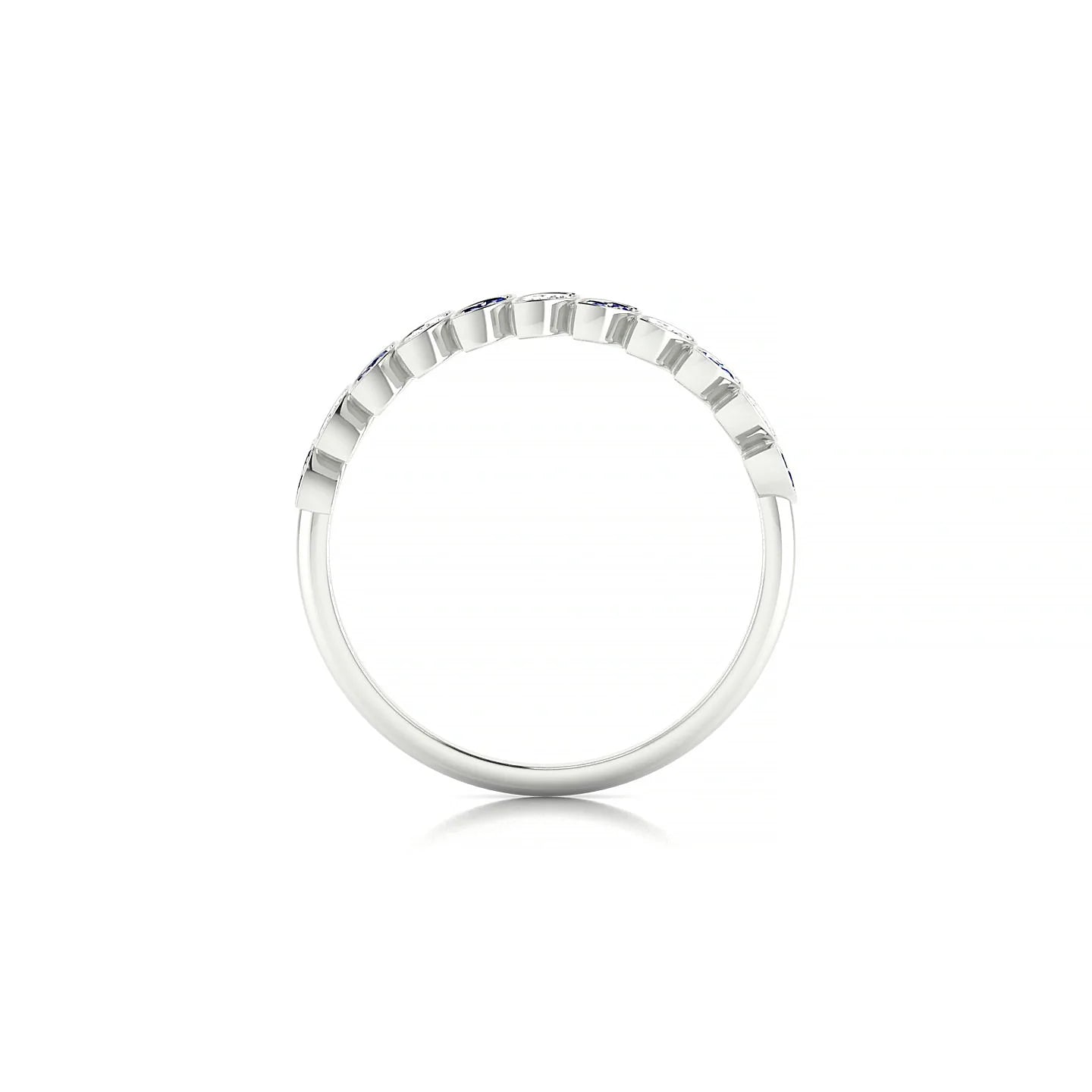 Whisper | 18k White Gold 1.3 mm Round Sapphire & Diamond Ring