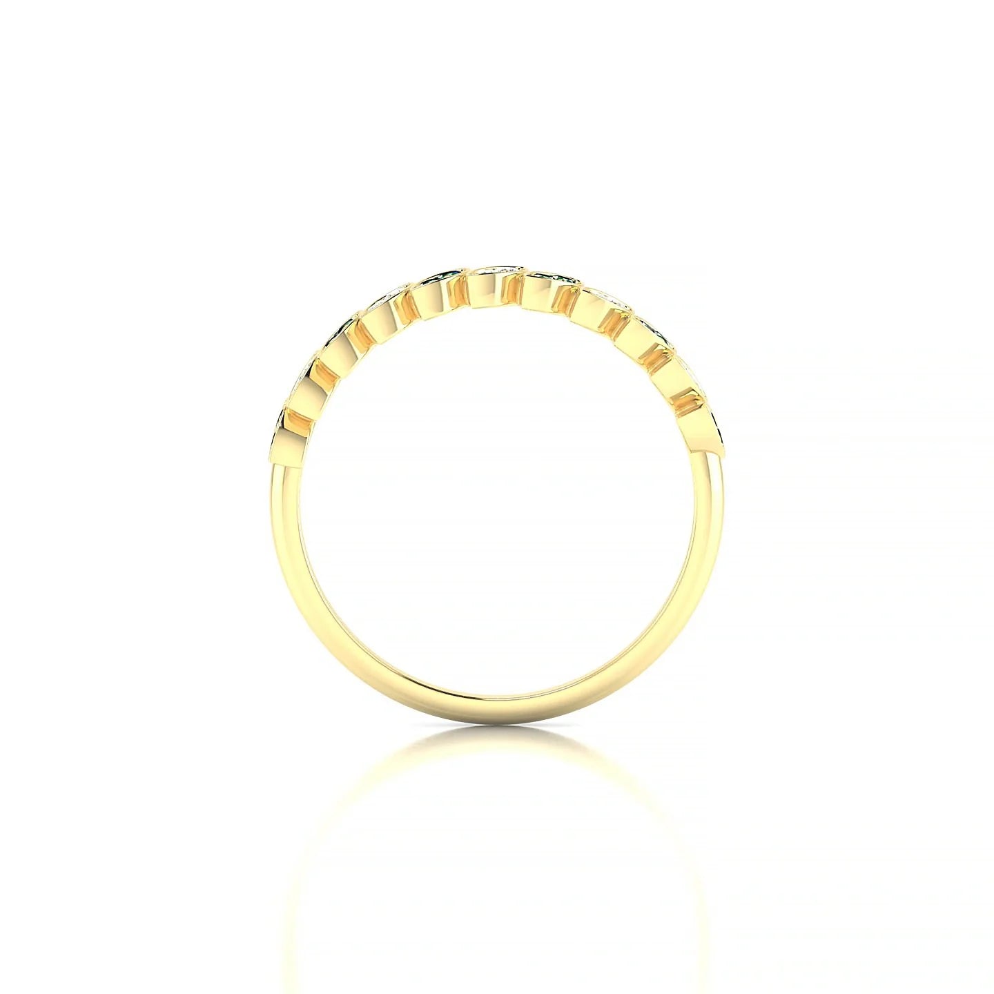 Whisper | 18k Yellow Gold 1.3 mm Round Emerald & Diamond Ring
