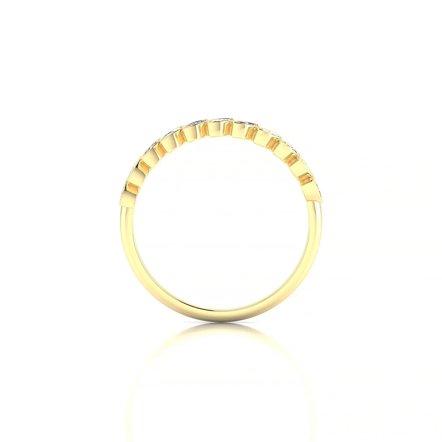 Whisper | 18k Yellow Gold 1.3 mm Round Pink Sapphire & Diamond Ring