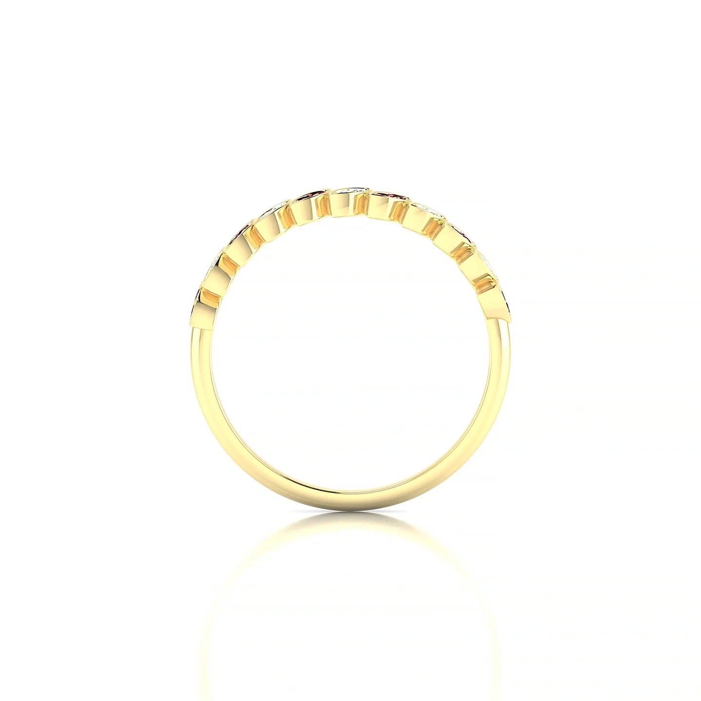 Whisper | 18k Yellow Gold 1.3 mm Round Ruby & Diamond Ring
