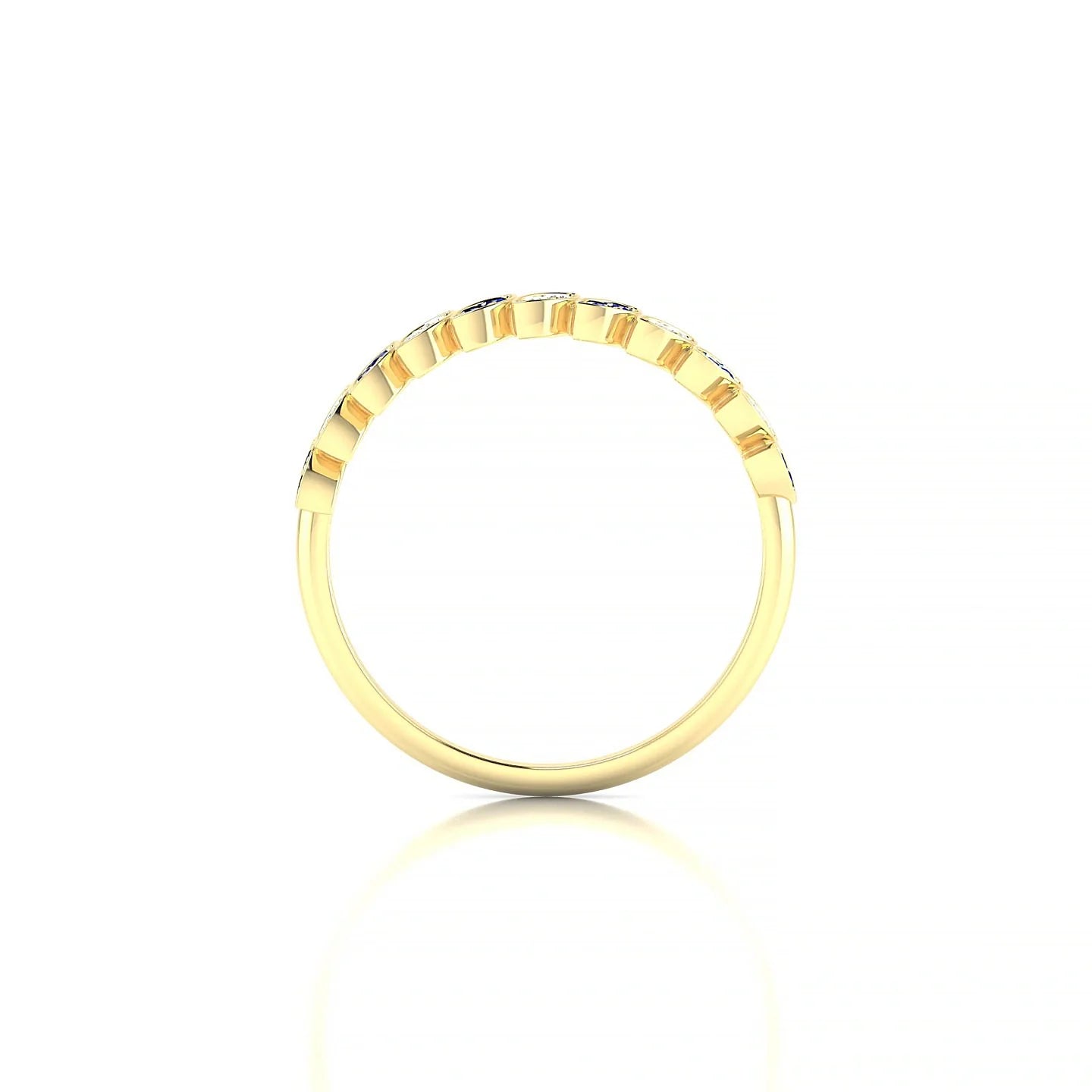 Whisper | 18k Yellow Gold 1.3 mm Round Sapphire & Diamond Ring