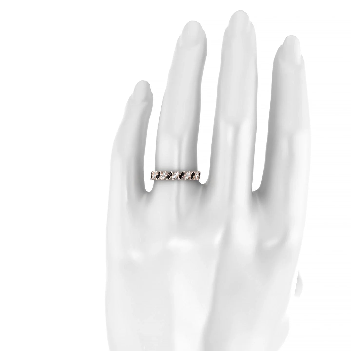 Whisper | 18k Rose Gold 1.3 mm Round Black Diamond & Diamond Ring