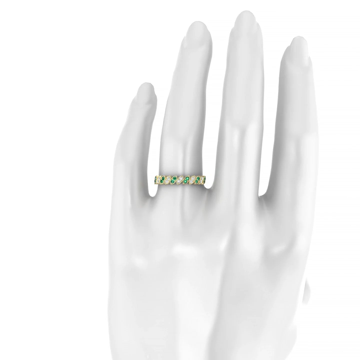 Whisper | 18k Yellow Gold 1.3 mm Round Emerald & Diamond Ring