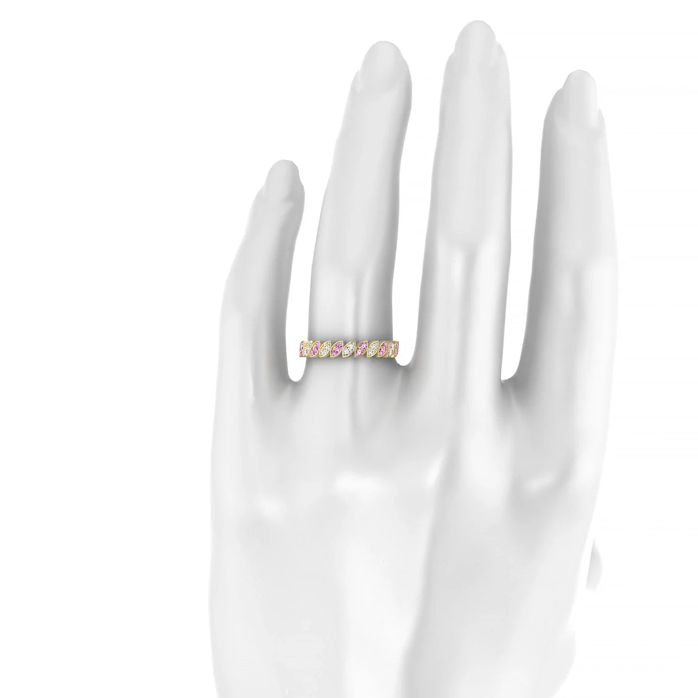Whisper | 18k Yellow Gold 1.3 mm Round Pink Sapphire & Diamond Ring