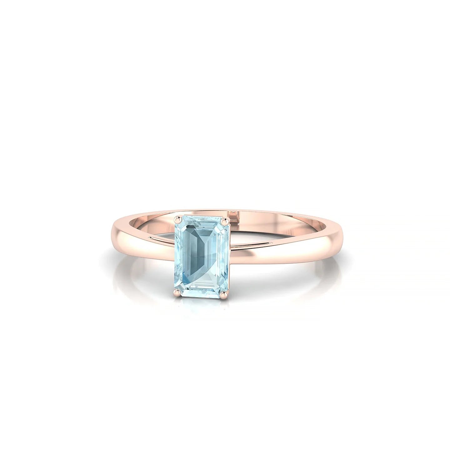 Zenith | 18k Rose Gold 6 x 4 mm Emerald Aquamarine Ring