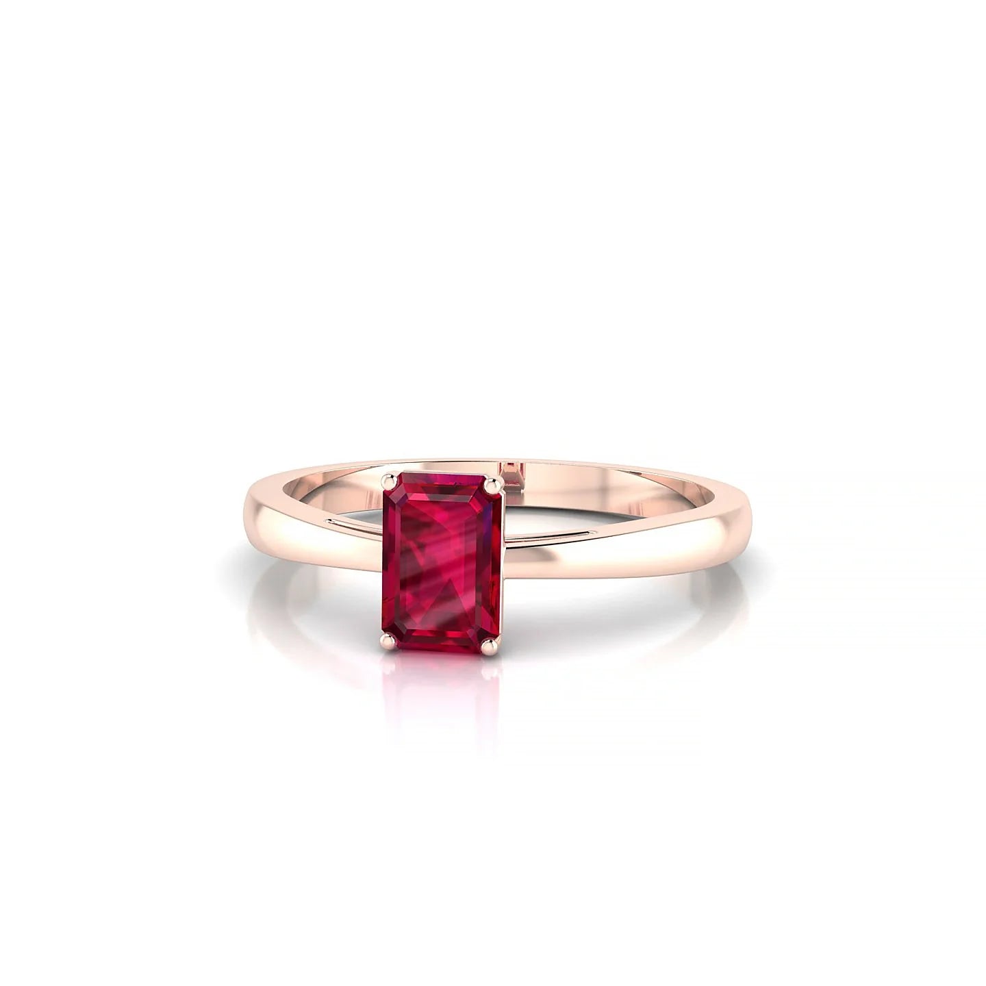 Zenith | 18k Rose Gold 6 x 4 mm Emerald Ruby Ring