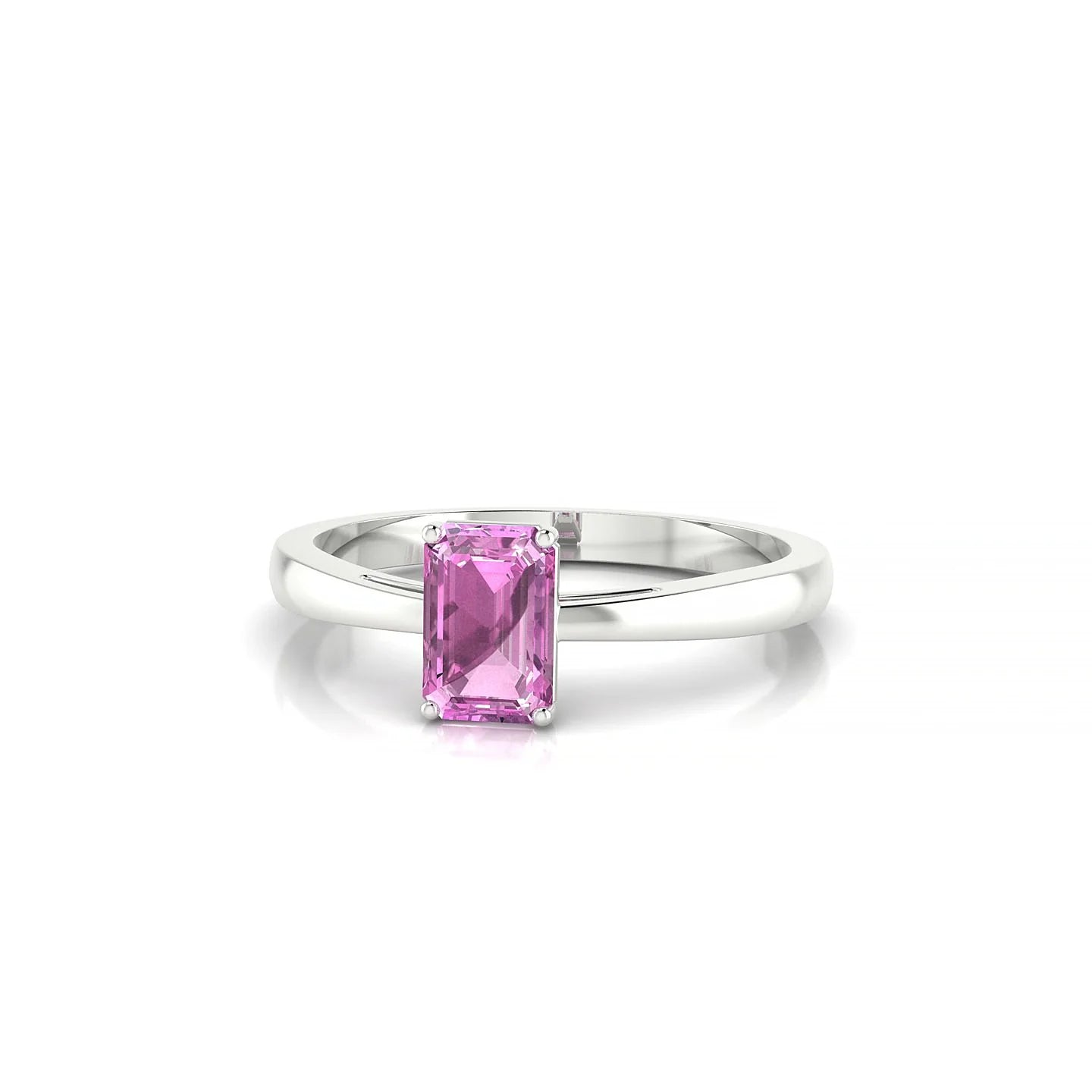 Zenith | 18k White Gold 6 x 4 mm Emerald Pink Sapphire Ring