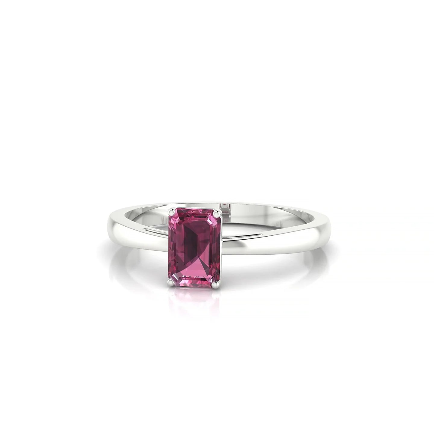 Zenith | 18k White Gold 6 x 4 mm Emerald Rhodolite Ring