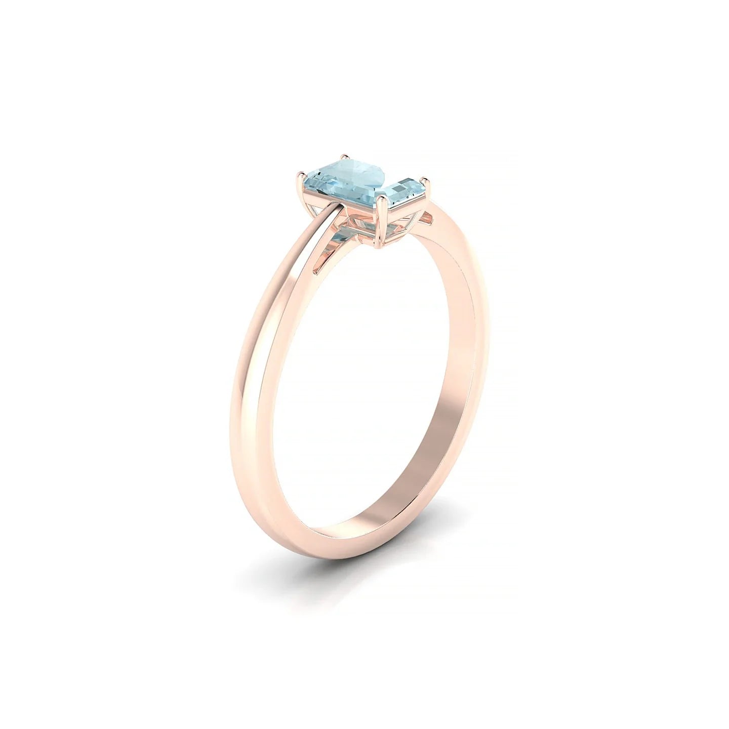 Zenith | 18k Rose Gold 6 x 4 mm Emerald Aquamarine Ring
