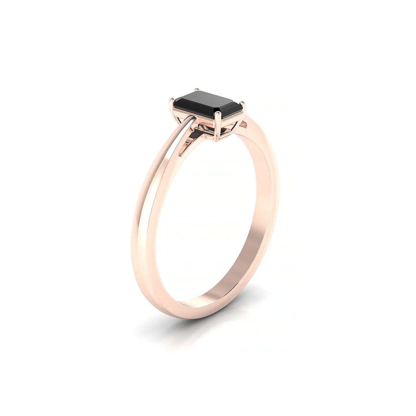 Zenith | 18k Rose Gold 6 x 4 mm Emerald Black Diamond Ring