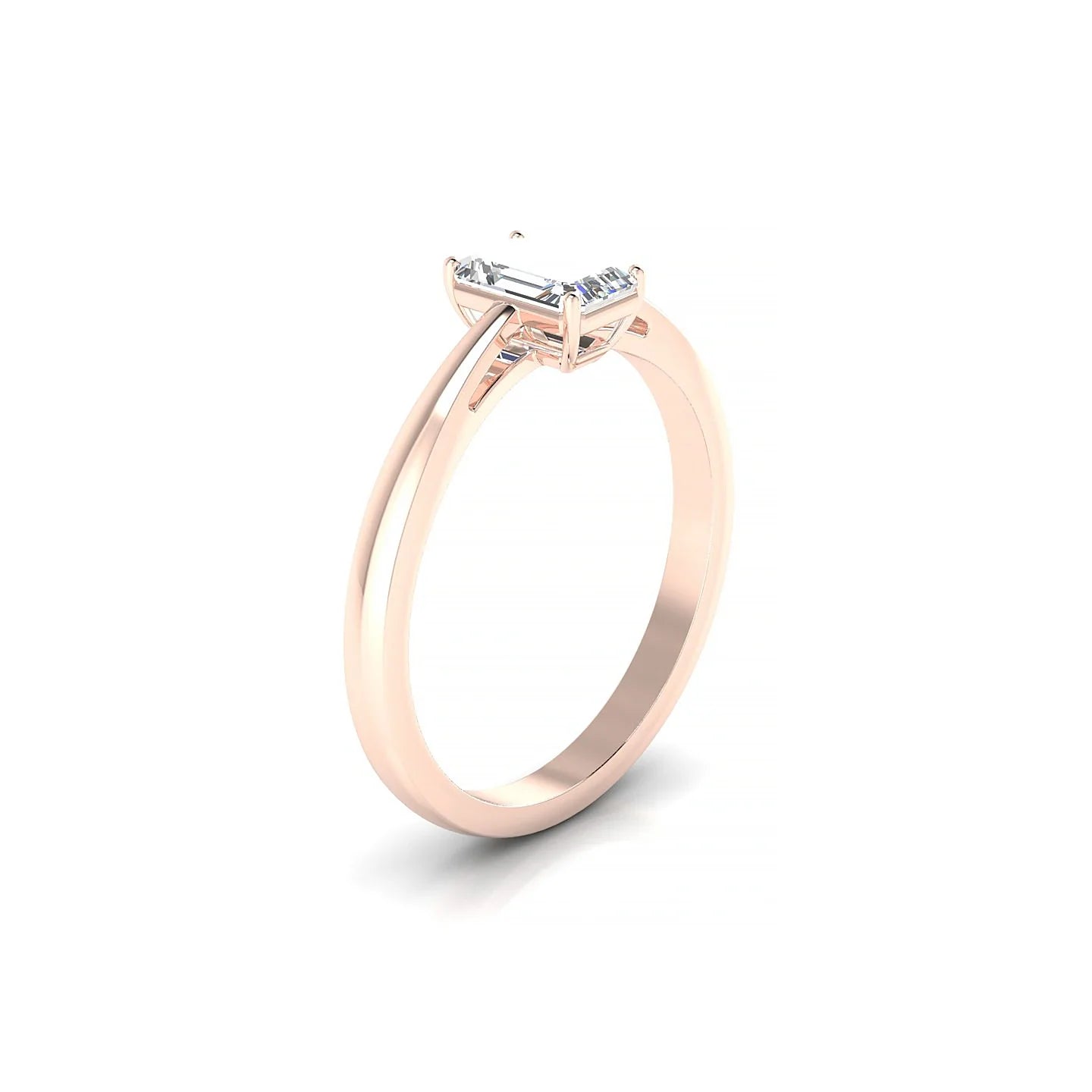 Zenith | 18k Rose Gold 6 x 4 mm Emerald Diamond Ring
