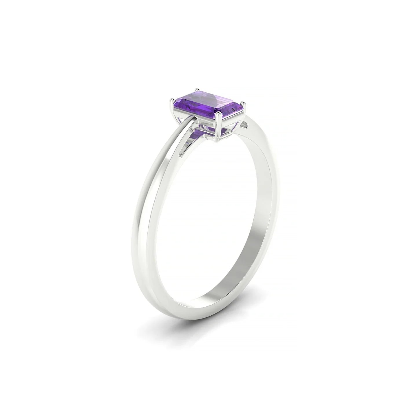 Zenith | 18k White Gold 6 x 4 mm Emerald Amethyst Ring