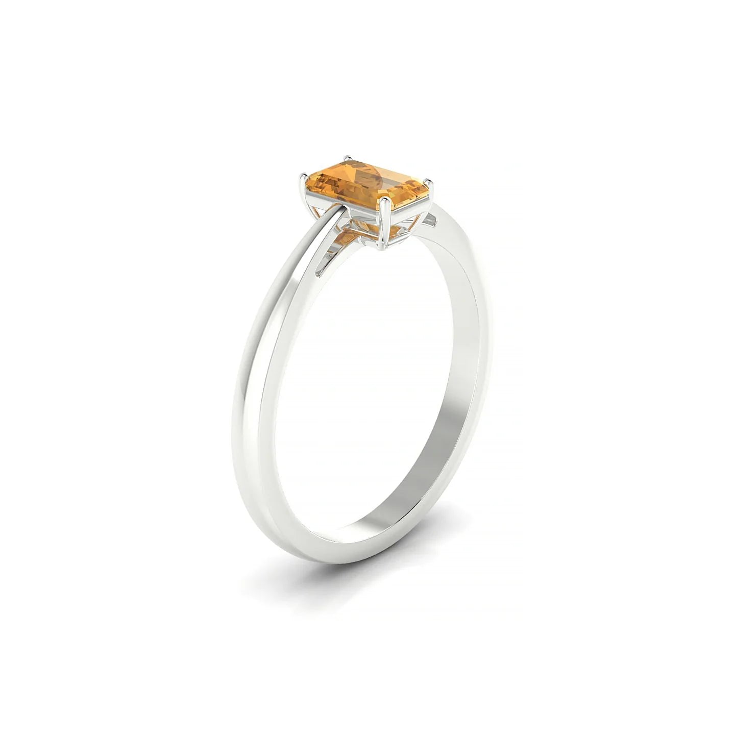 Zenith | 18k White Gold 6 x 4 mm Emerald Citrine Ring