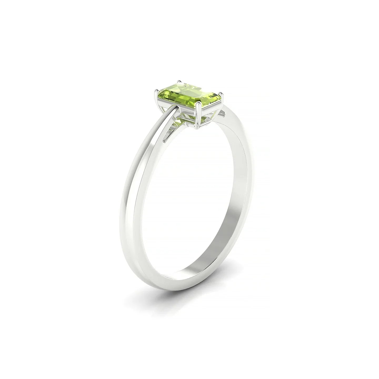 Zenith | 18k White Gold 6 x 4 mm Emerald Peridot Ring