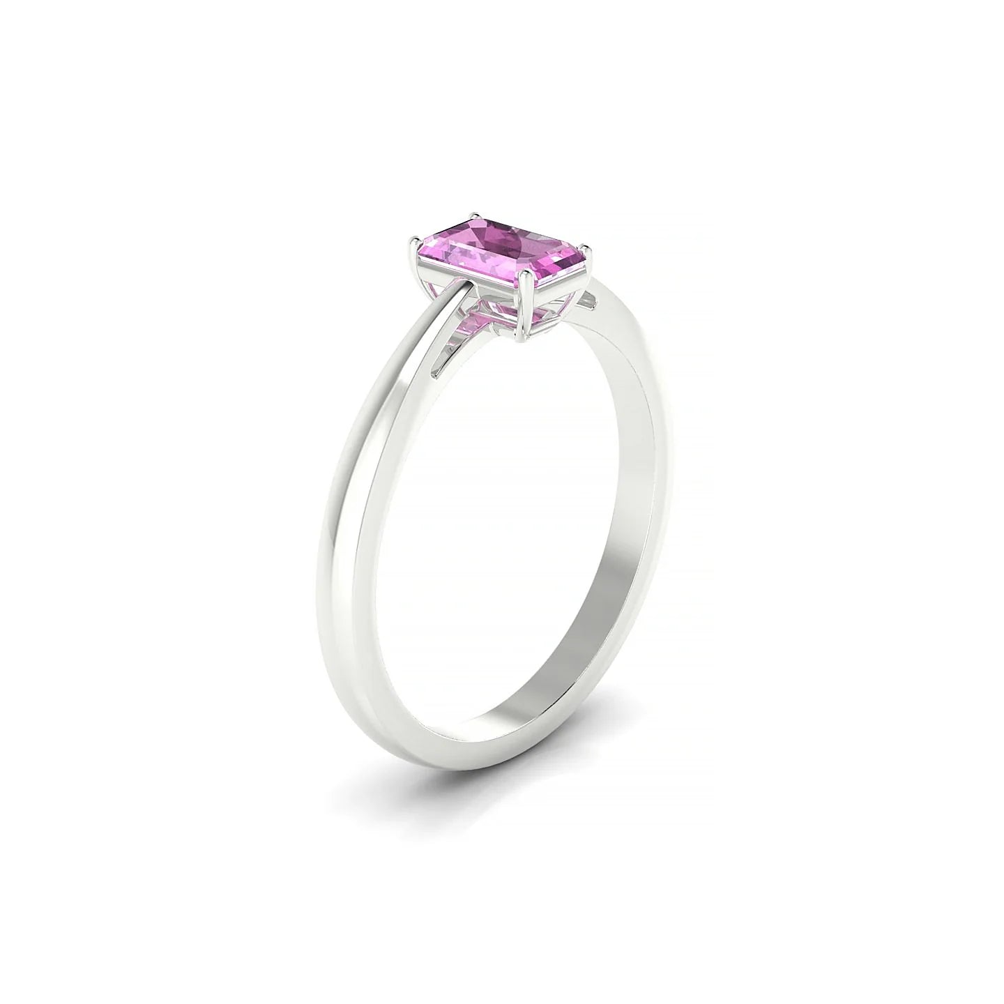 Zenith | 18k White Gold 6 x 4 mm Emerald Pink Sapphire Ring