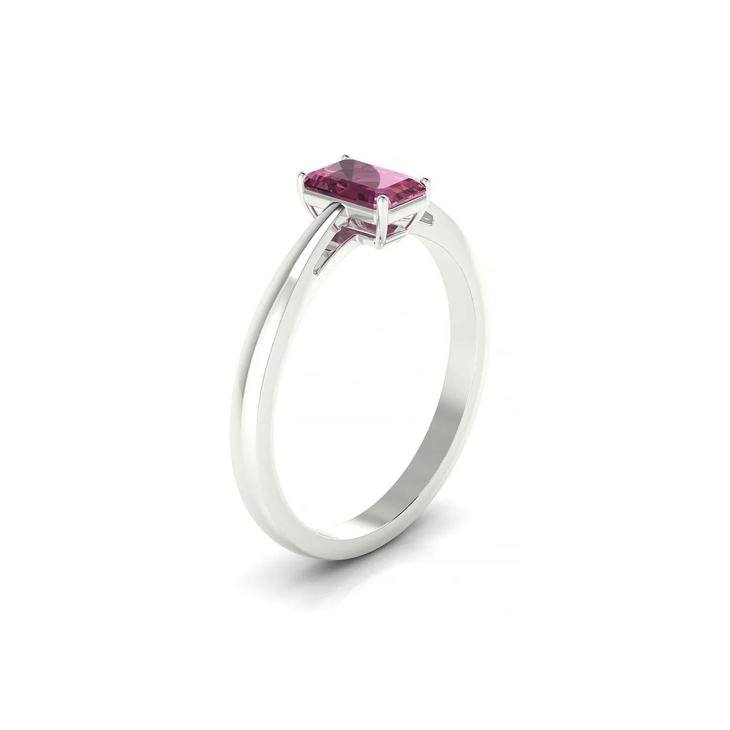 Zenith | 18k White Gold 6 x 4 mm Emerald Rhodolite Ring