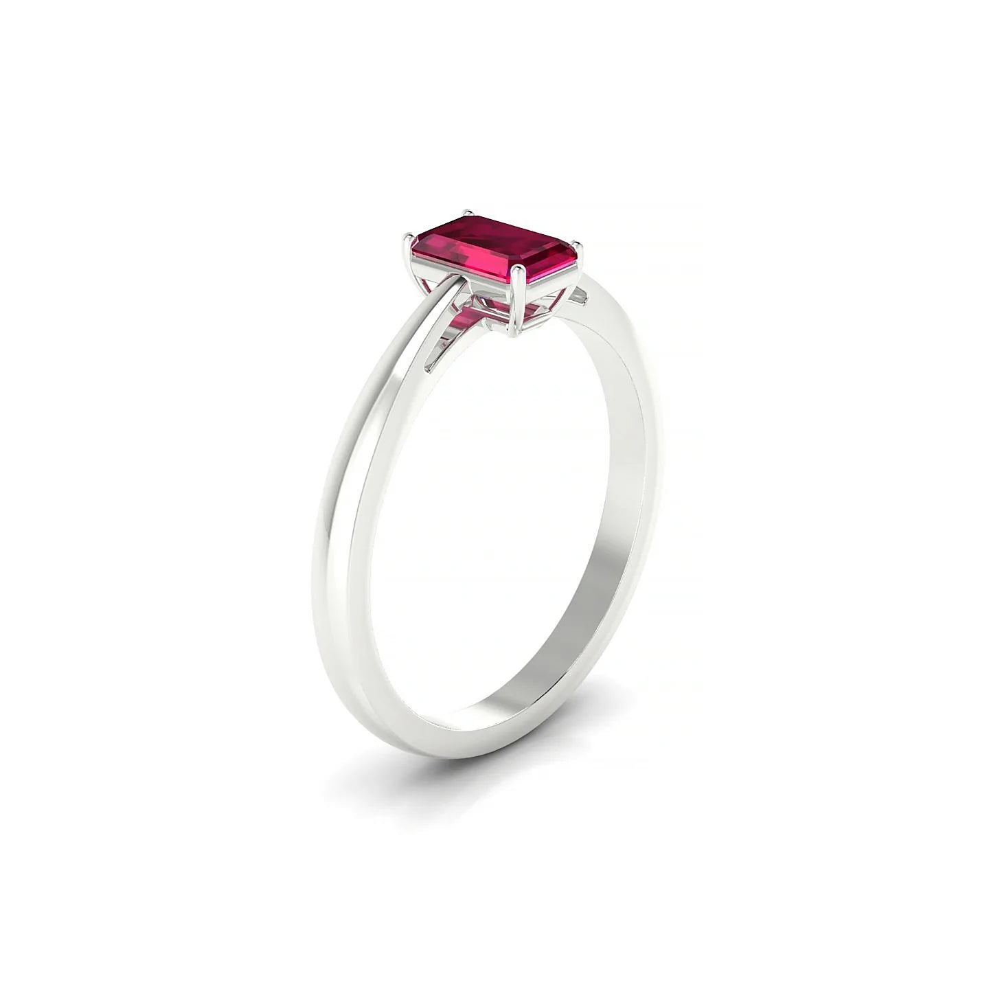 Zenith | 18k White Gold 6 x 4 mm Emerald Ruby Ring