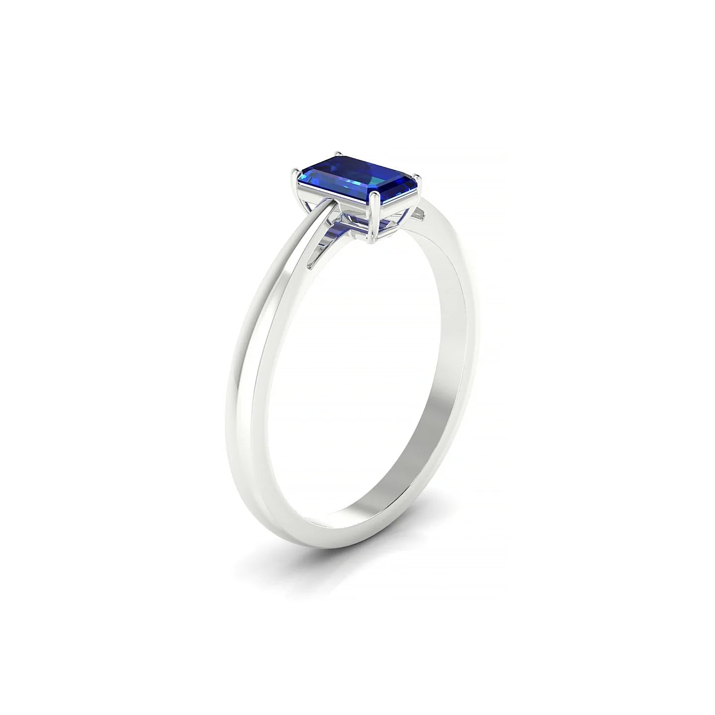 Zenith | 18k White Gold 6 x 4 mm Emerald Sapphire Ring