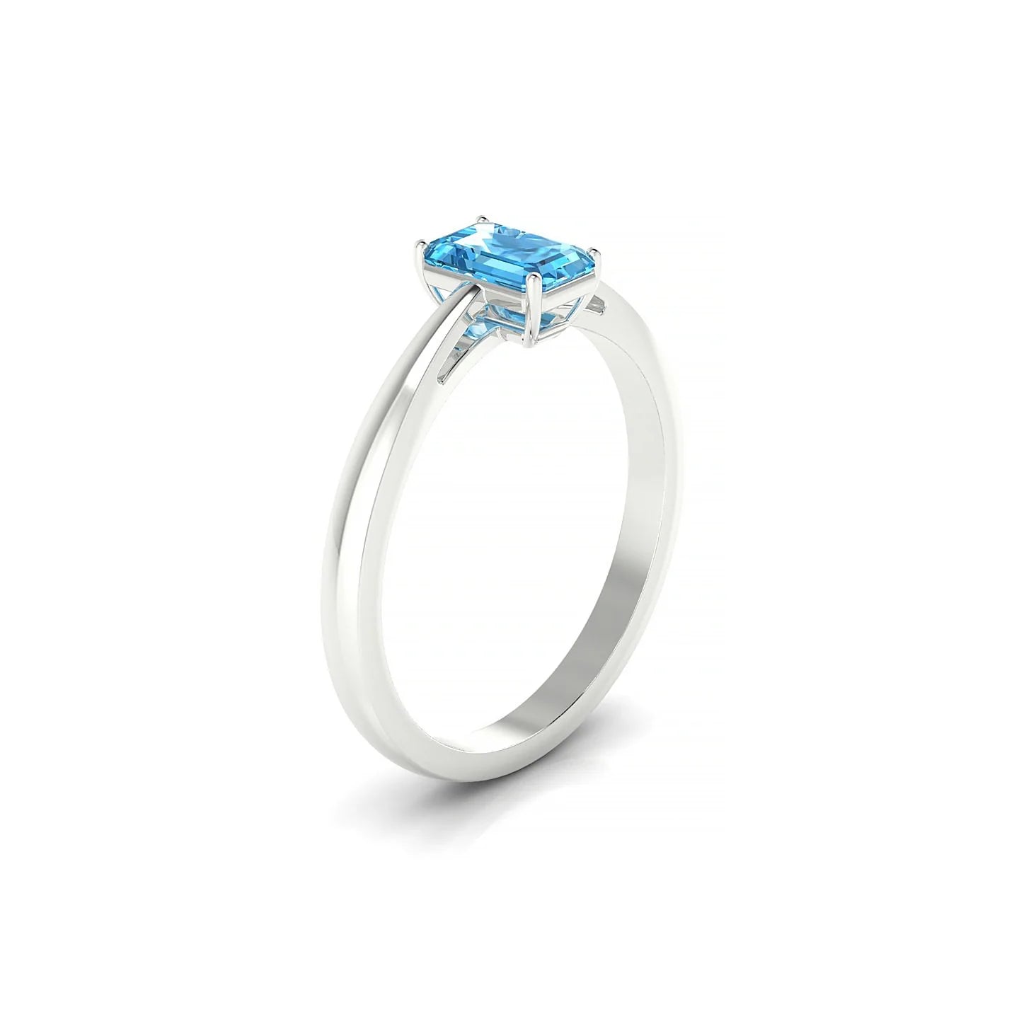 Zenith | 18k White Gold 6 x 4 mm Emerald Topaz Ring