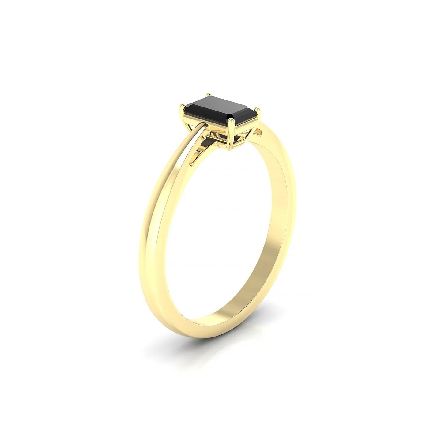 Zenith | 18k Yellow Gold 6 x 4 mm Emerald Black Diamond Ring