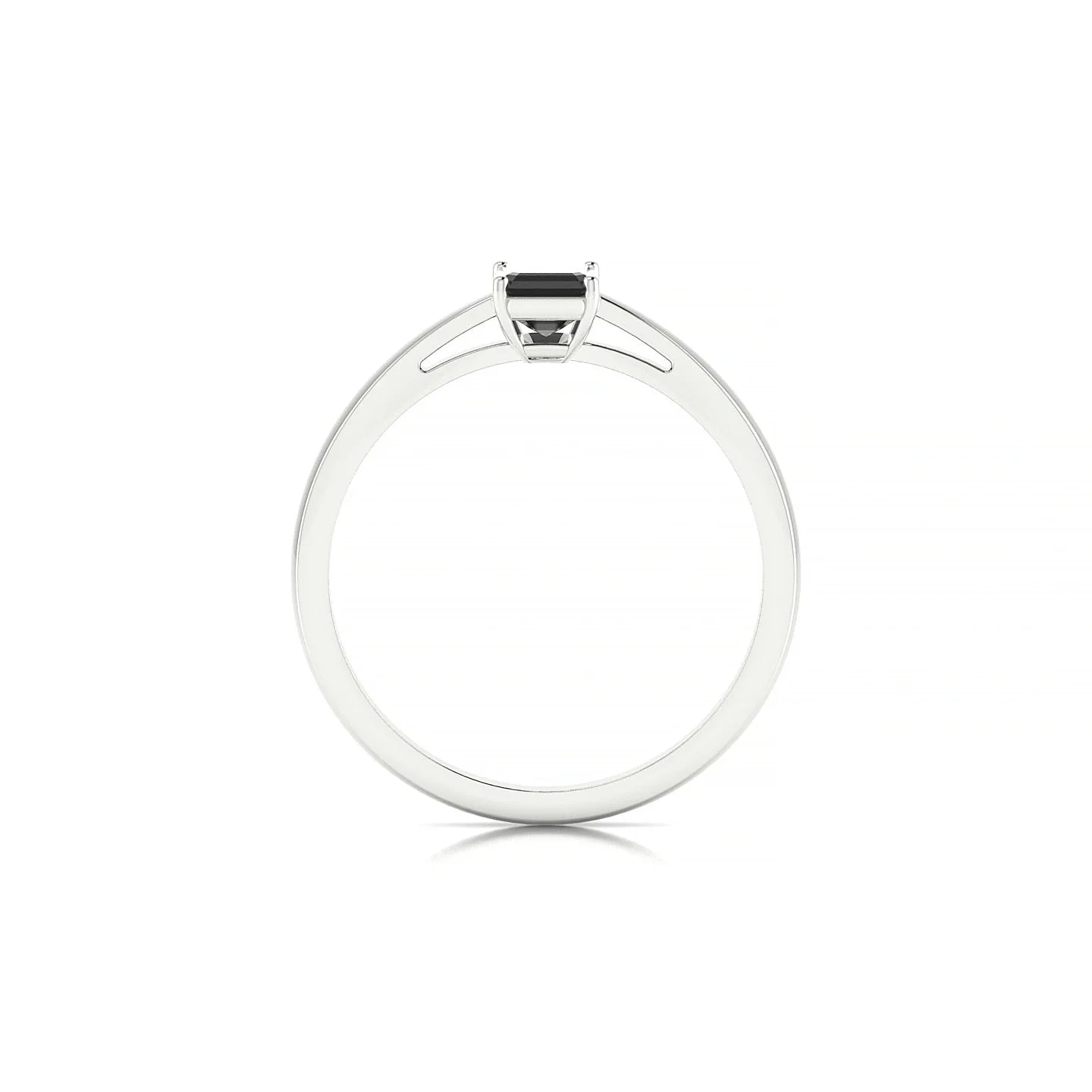 Zenith | 18k White Gold 6 x 4 mm Emerald Black Diamond Ring