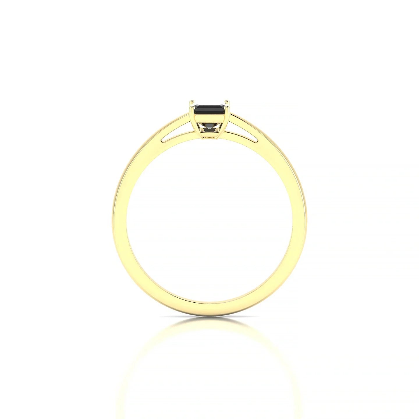 Zenith | 18k Yellow Gold 6 x 4 mm Emerald Black Diamond Ring