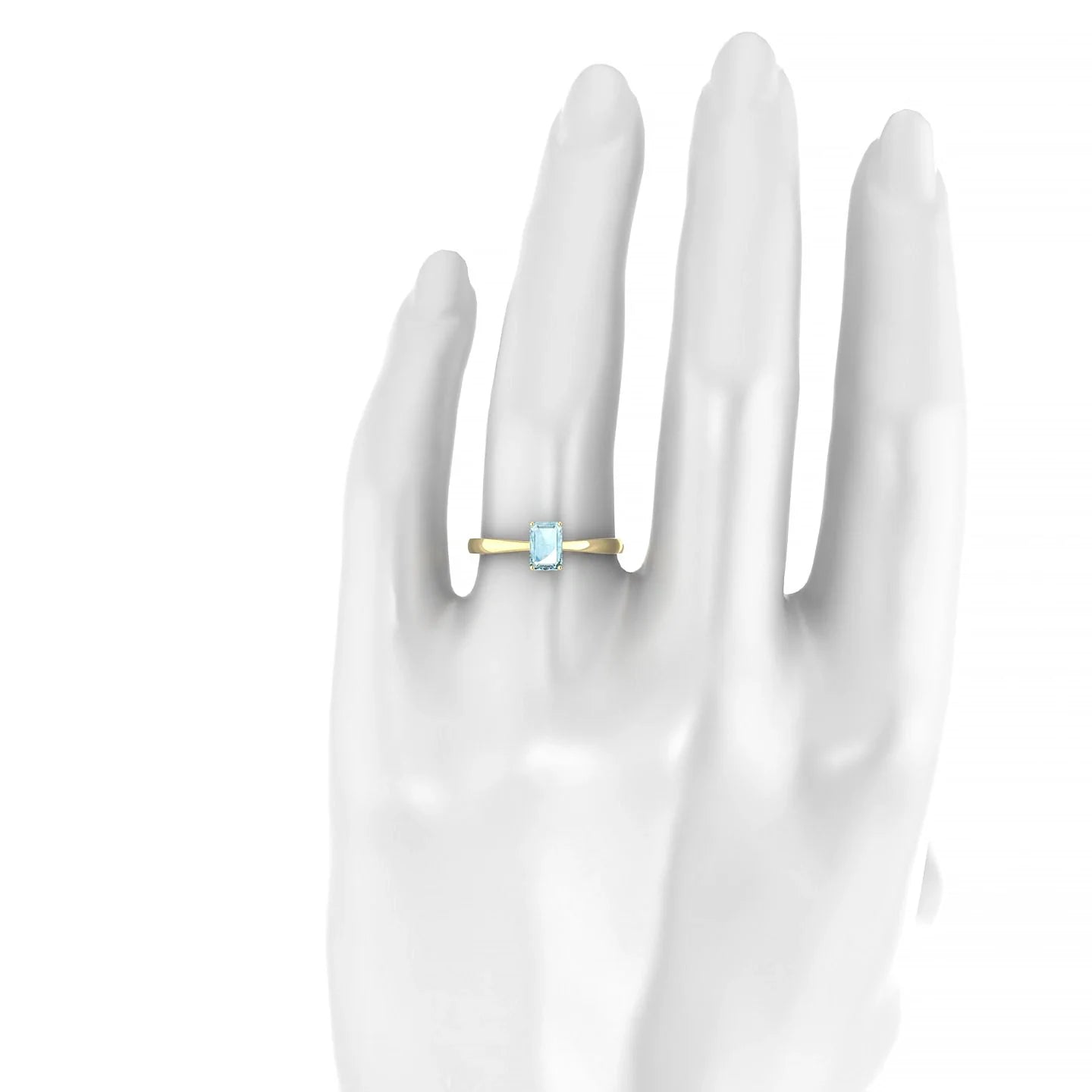 Zenith | 18k Yellow Gold 6 x 4 mm Emerald Aquamarine Ring