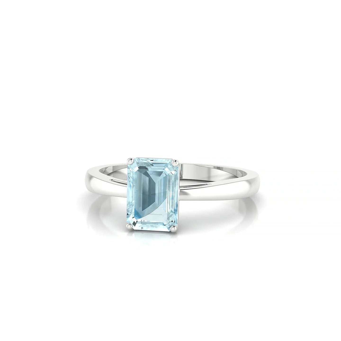 Zenith | 18k White Gold 7 x 5 mm Emerald Aquamarine Ring