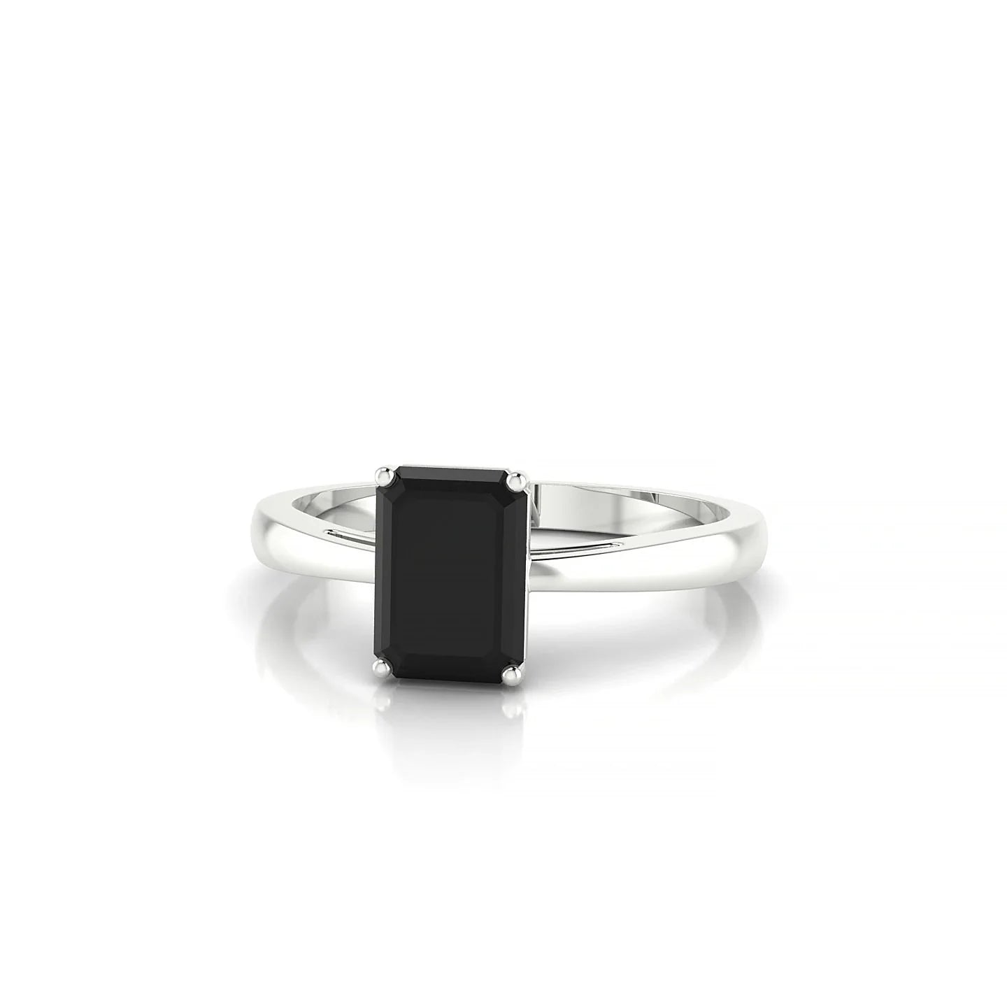 Zenith | 18k White Gold 7 x 5 mm Emerald Black Diamond Ring