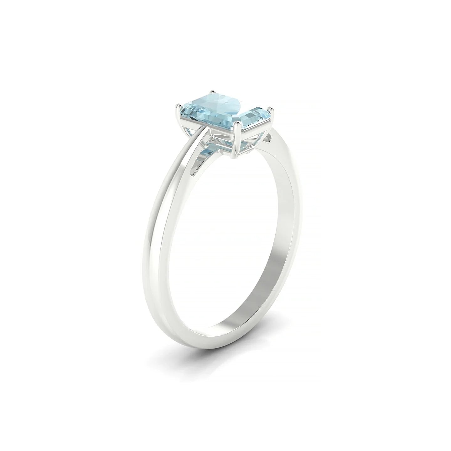 Zenith | 18k White Gold 7 x 5 mm Emerald Aquamarine Ring