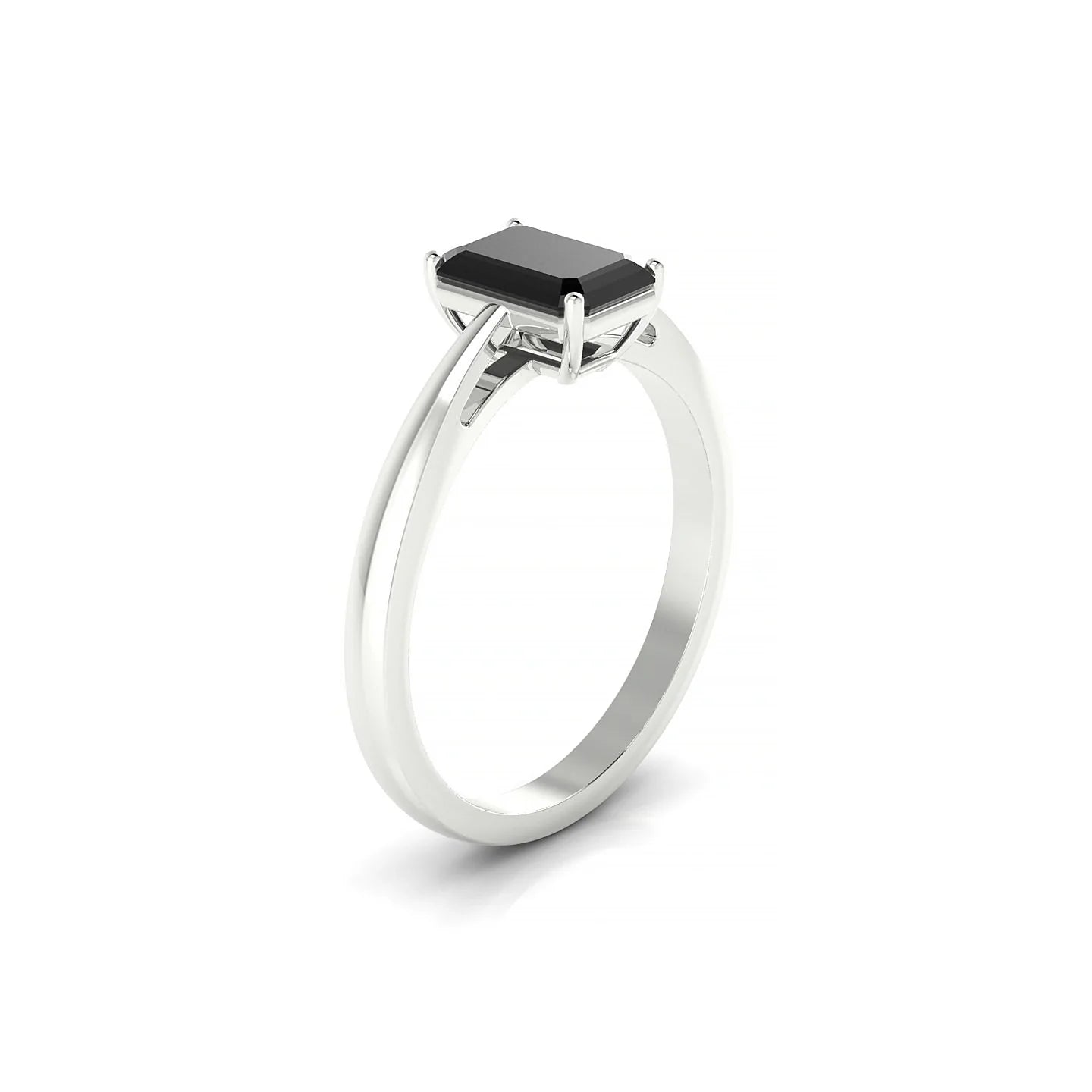 Zenith | 18k White Gold 7 x 5 mm Emerald Black Diamond Ring