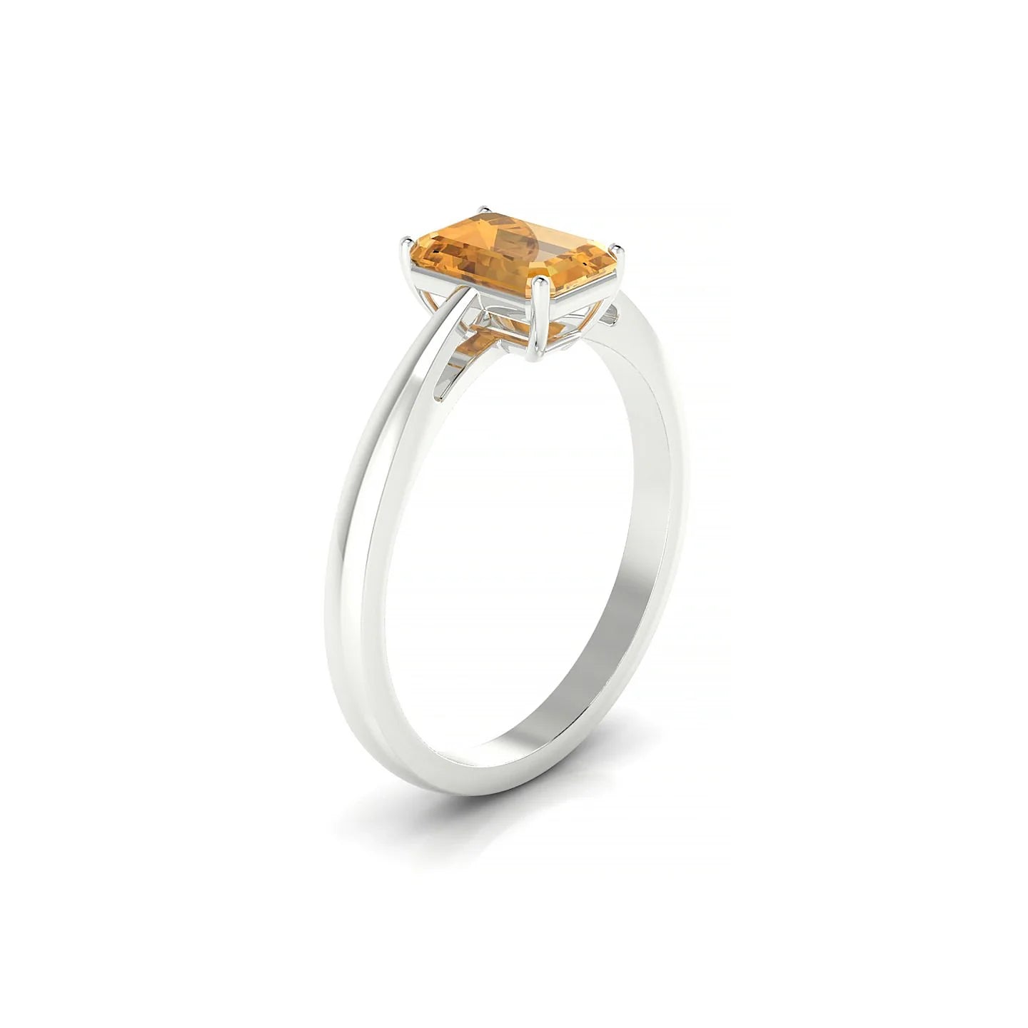 Zenith | 18k White Gold 7 x 5 mm Emerald Citrine Ring