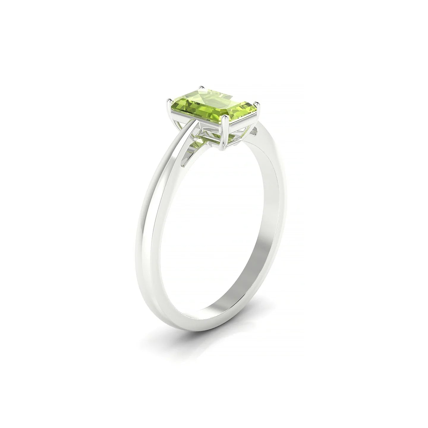 Zenith | 18k White Gold 7 x 5 mm Emerald Peridot Ring