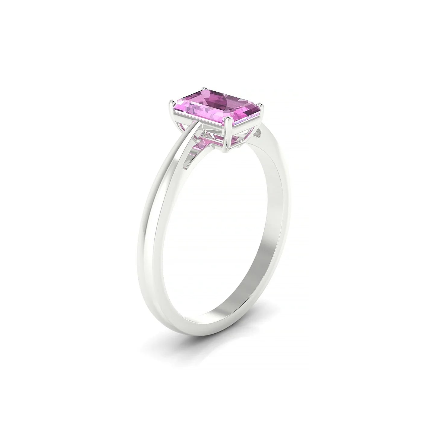 Zenith | 18k White Gold 7 x 5 mm Emerald Pink Sapphire Ring