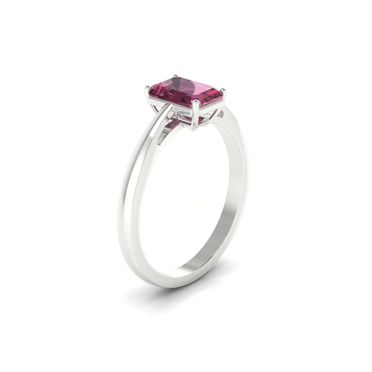 Zenith | 18k White Gold 7 x 5 mm Emerald Rhodolite Ring