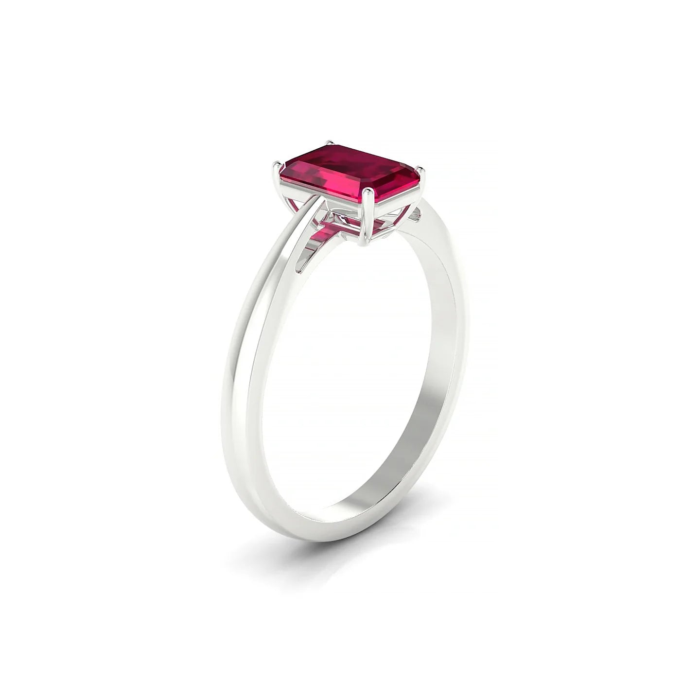 Zenith | 18k White Gold 7 x 5 mm Emerald Ruby Ring