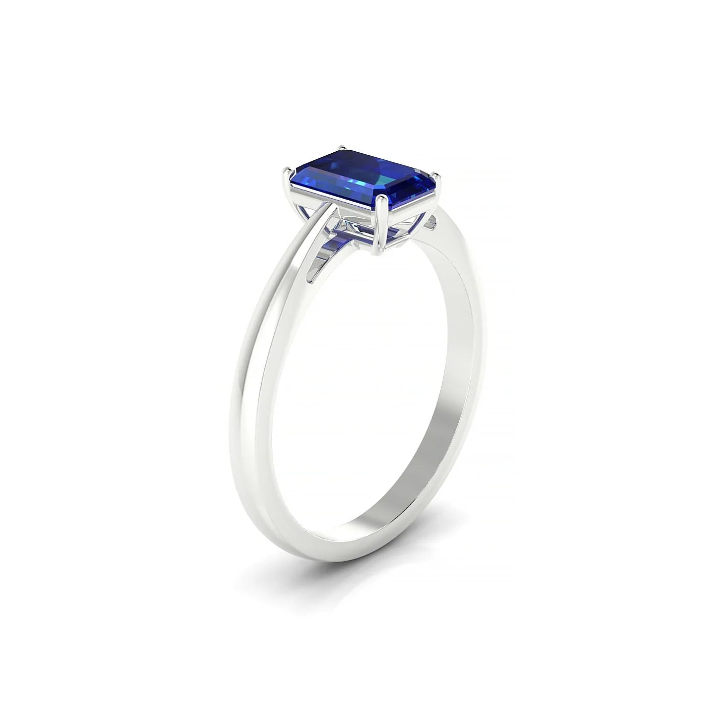 Zenith | 18k White Gold 7 x 5 mm Emerald Sapphire Ring