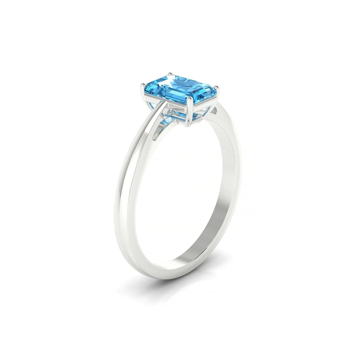 Zenith | 18k White Gold 7 x 5 mm Emerald Topaz Ring
