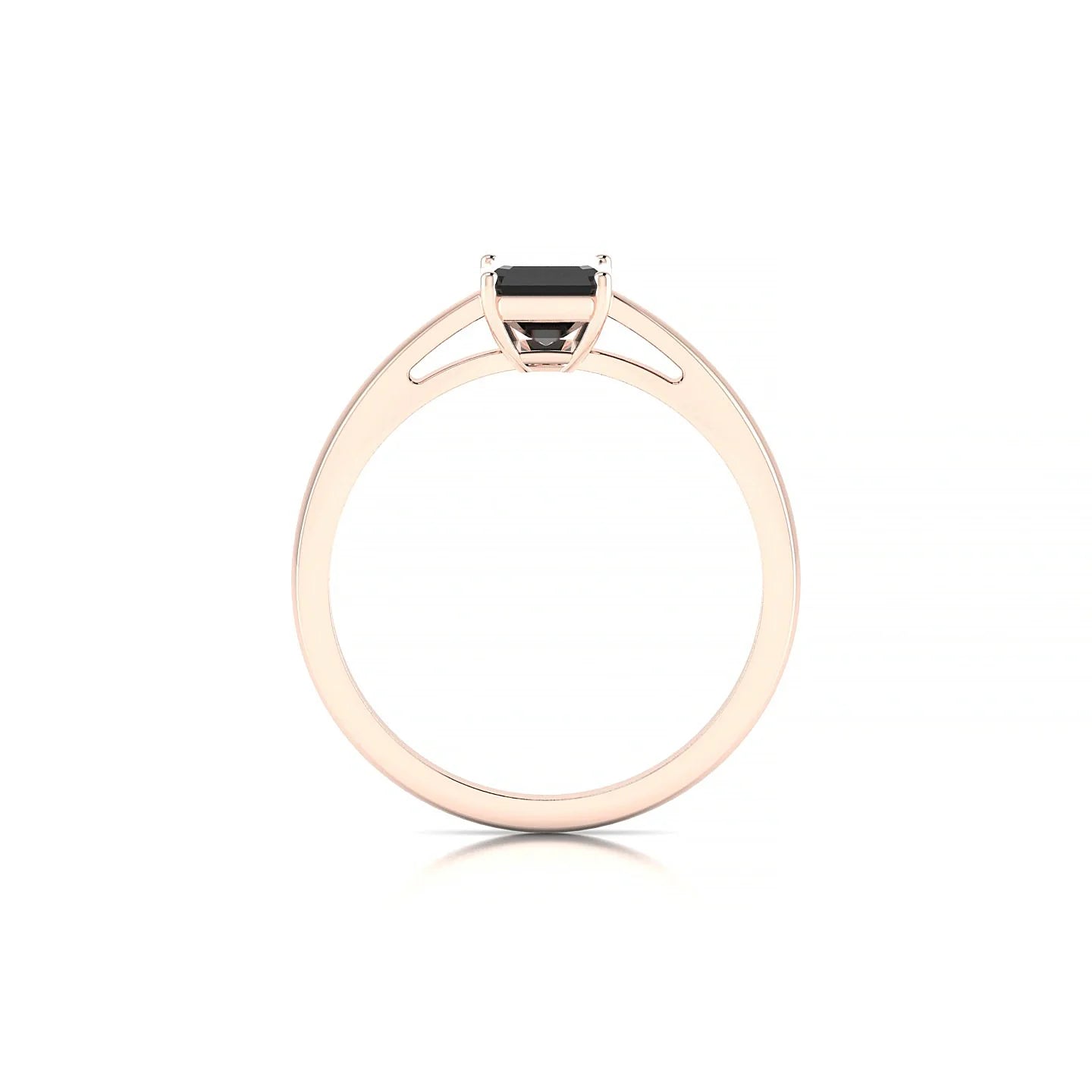 Zenith | 18k Rose Gold 7 x 5 mm Emerald Black Diamond Ring