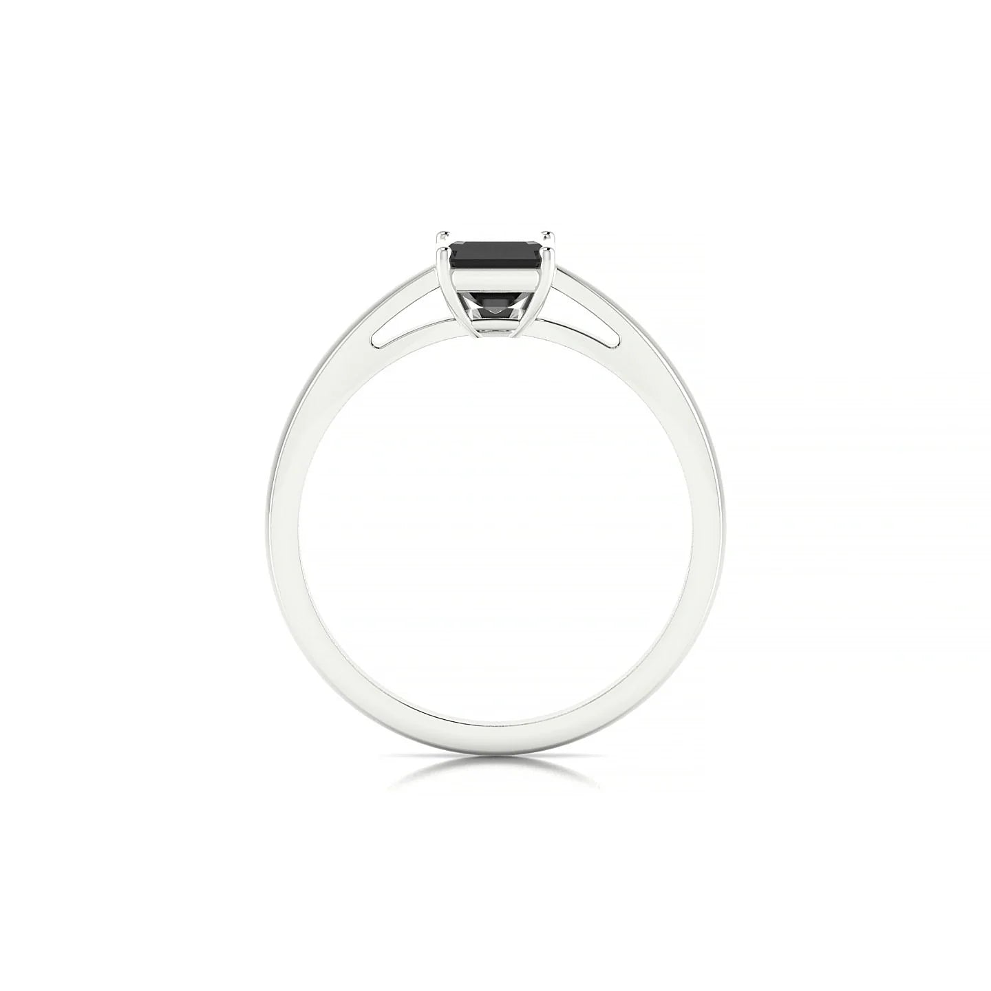 Zenith | 18k White Gold 7 x 5 mm Emerald Black Diamond Ring