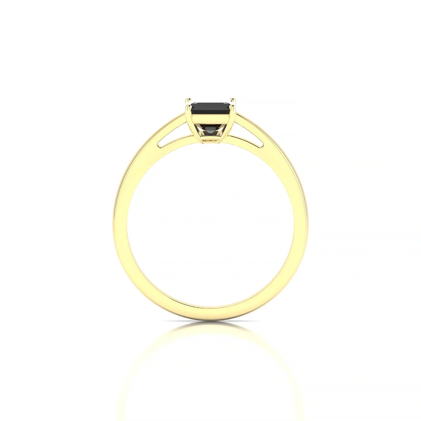 Zenith | 18k Yellow Gold 7 x 5 mm Emerald Black Diamond Ring