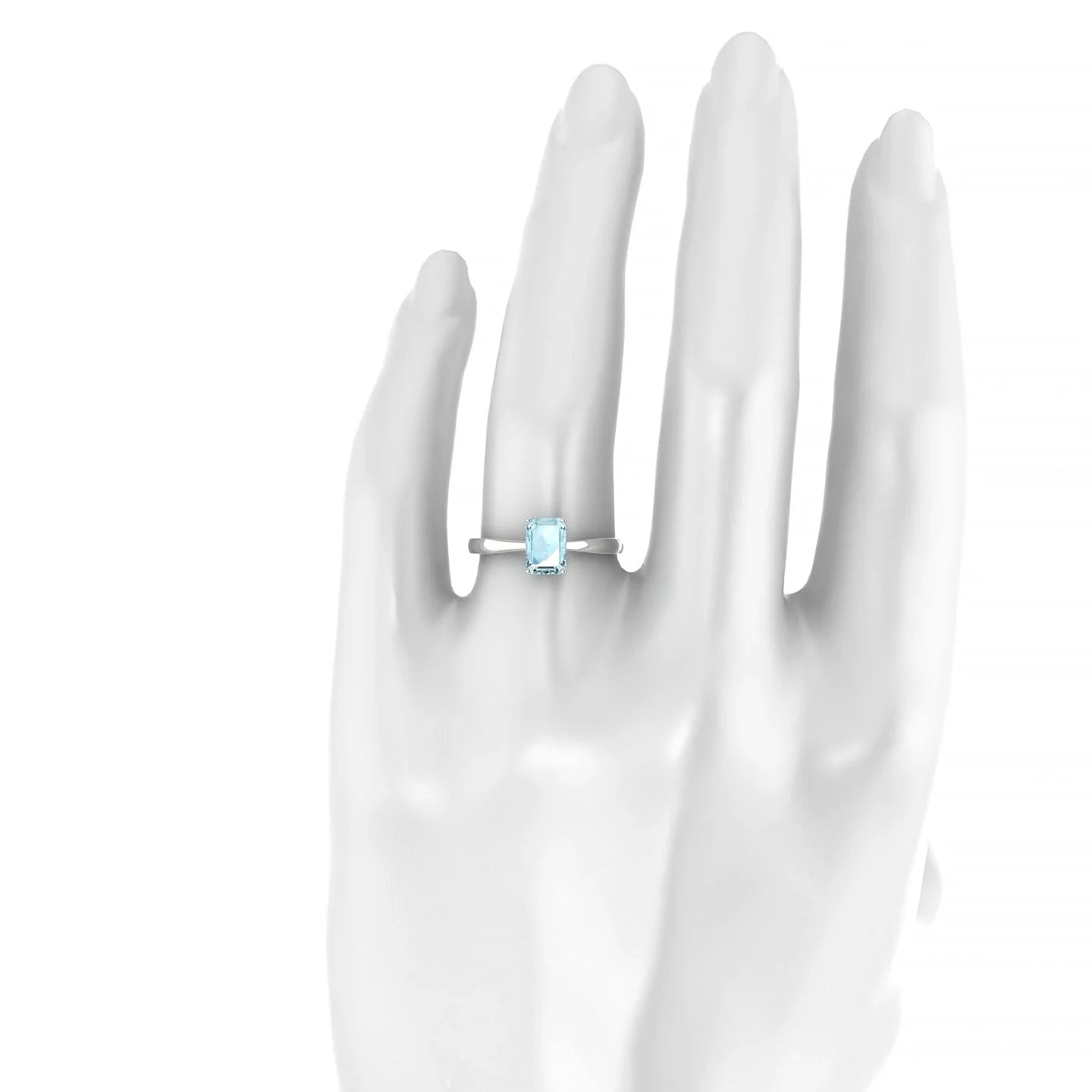 Zenith | 18k White Gold 7 x 5 mm Emerald Aquamarine Ring
