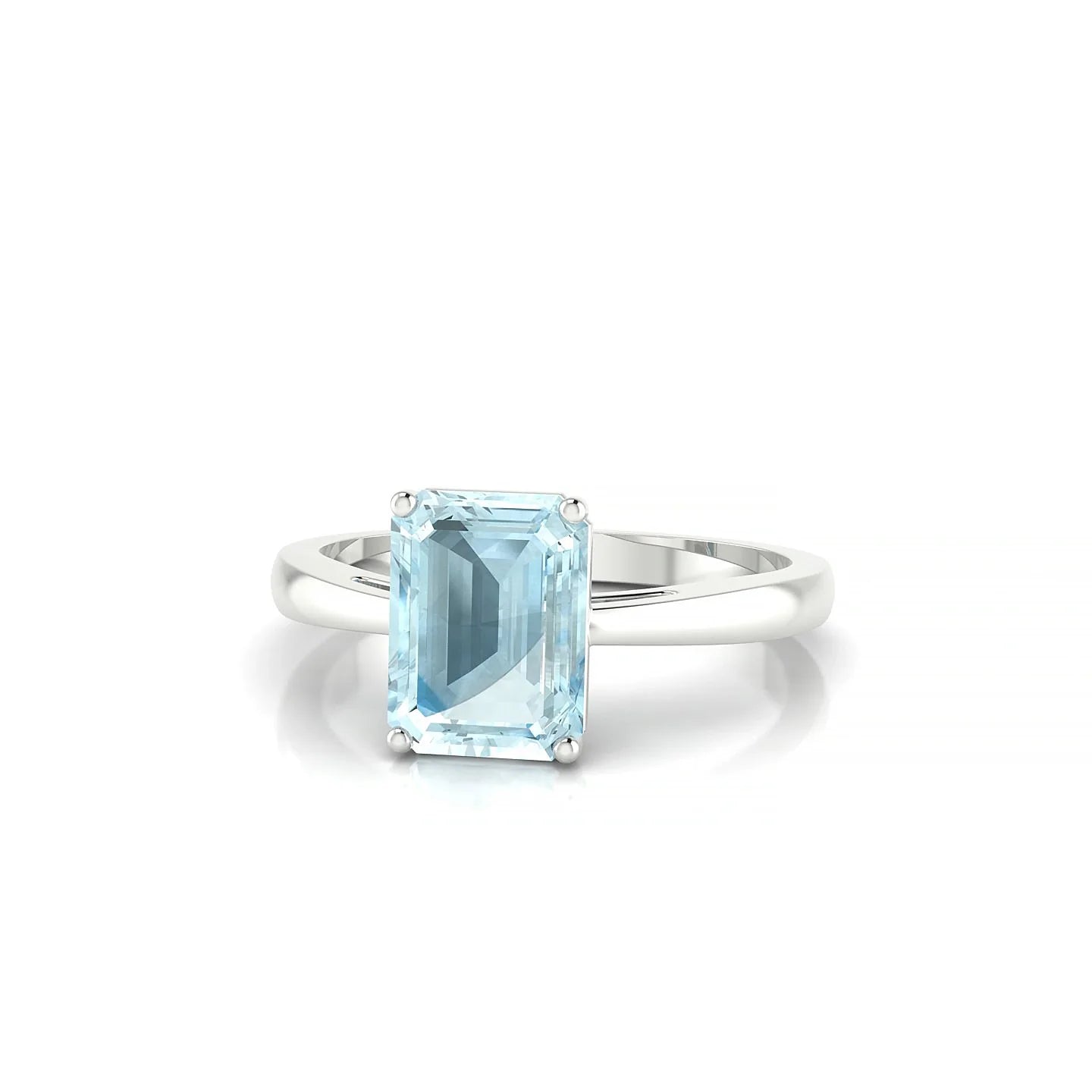Zenith | 18k White Gold 8 x 6 mm Emerald Aquamarine Ring