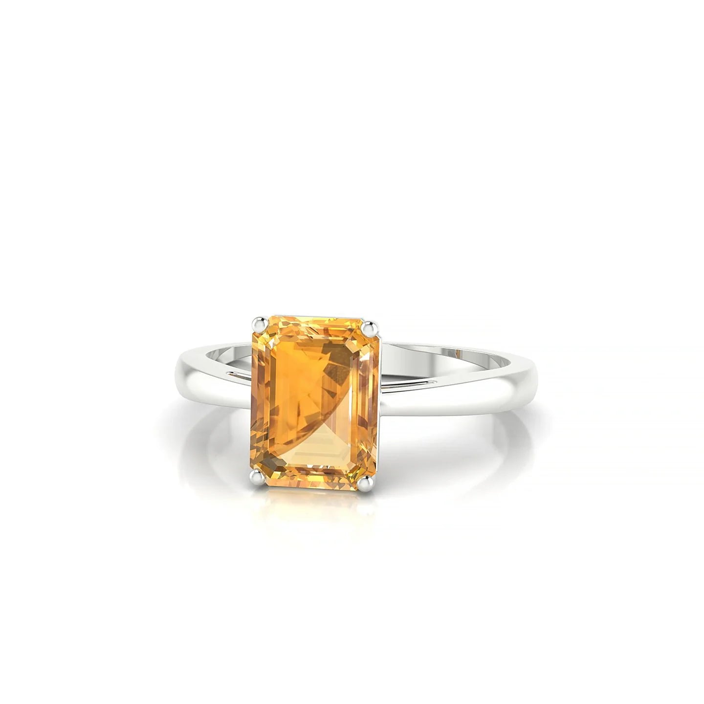 Zenith | 18k White Gold 8 x 6 mm Emerald Citrine Ring