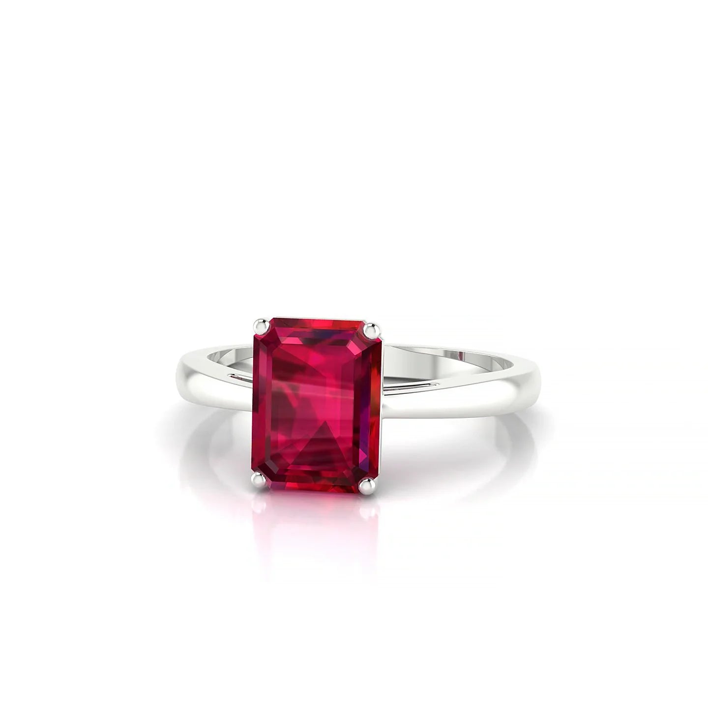 Zenith | 18k White Gold 8 x 6 mm Emerald Ruby Ring