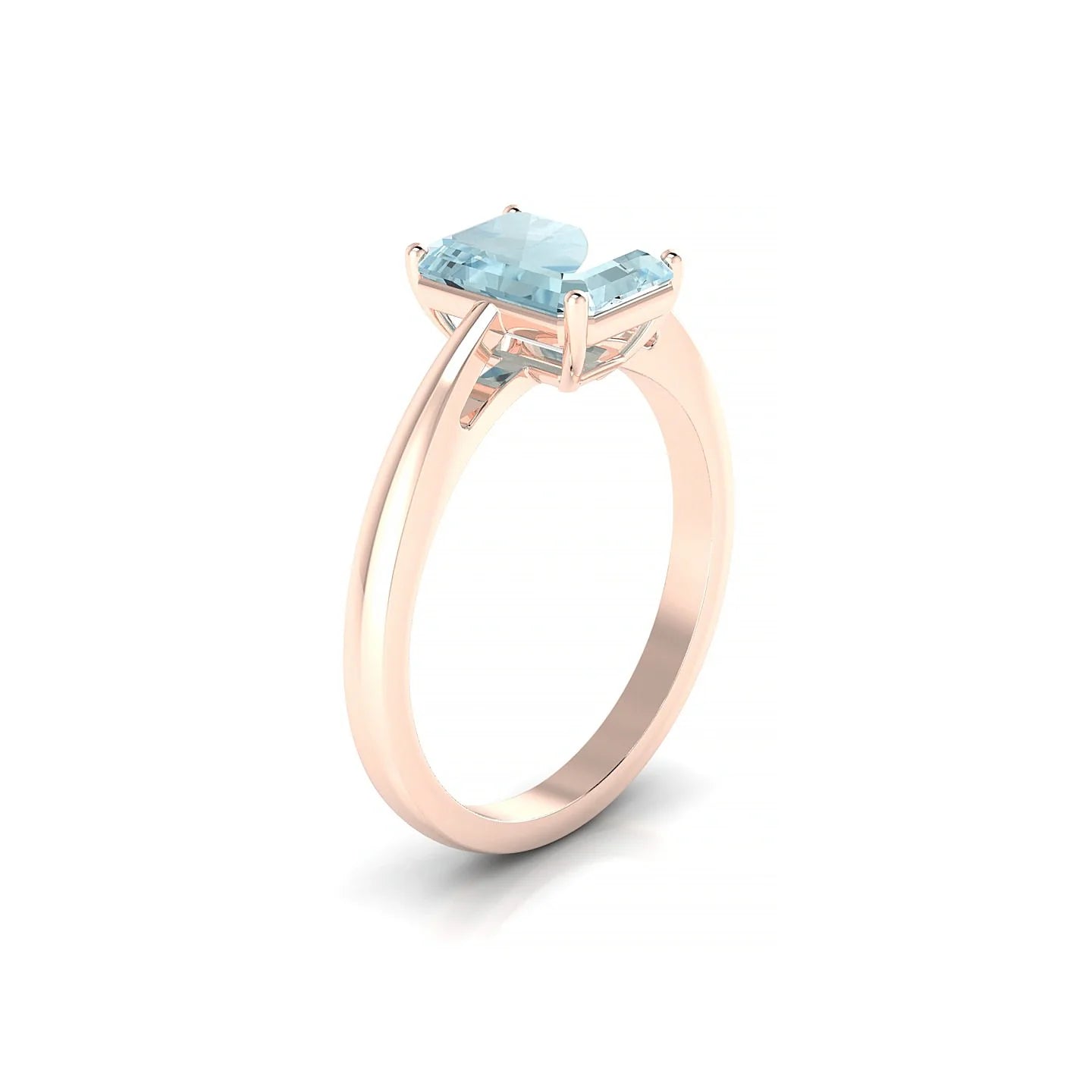 Zenith | 18k Rose Gold 8 x 6 mm Emerald Aquamarine Ring