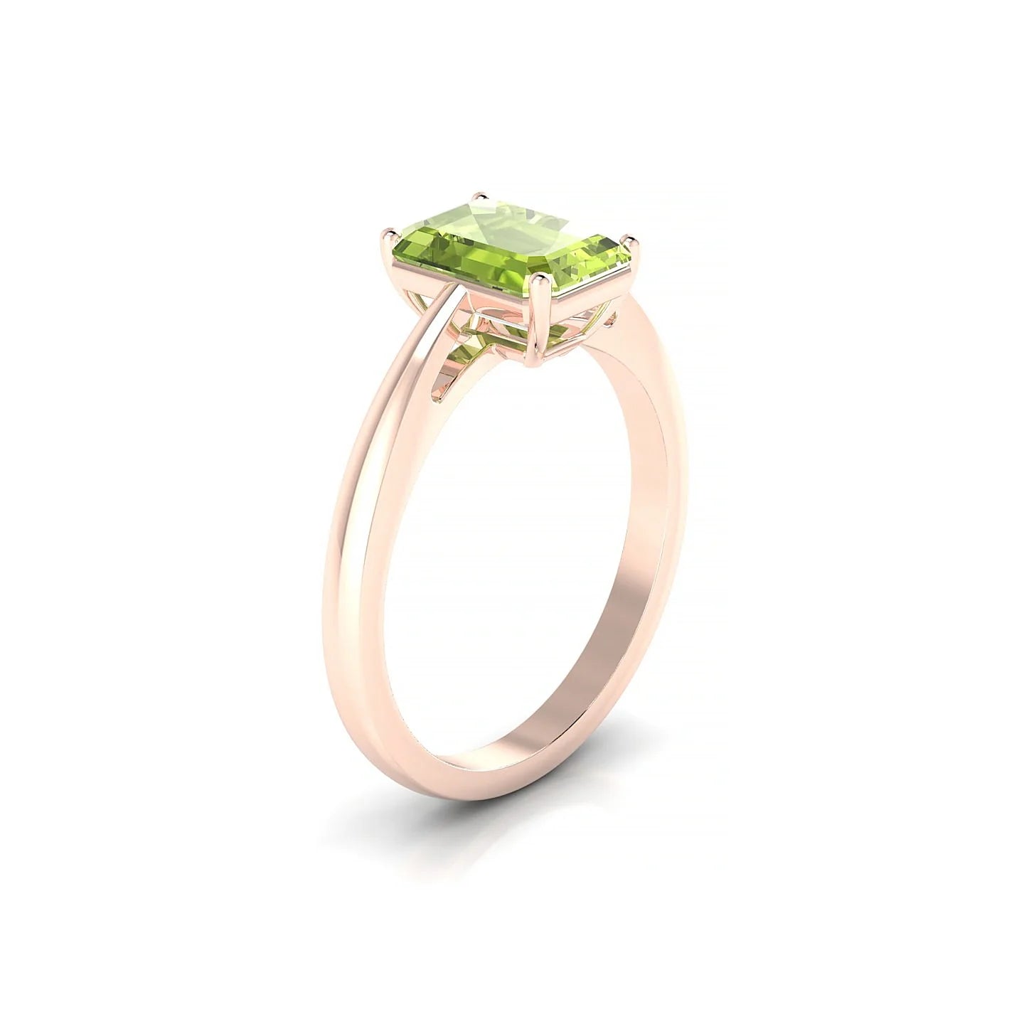 Zenith | 18k Rose Gold 8 x 6 mm Emerald Peridot Ring