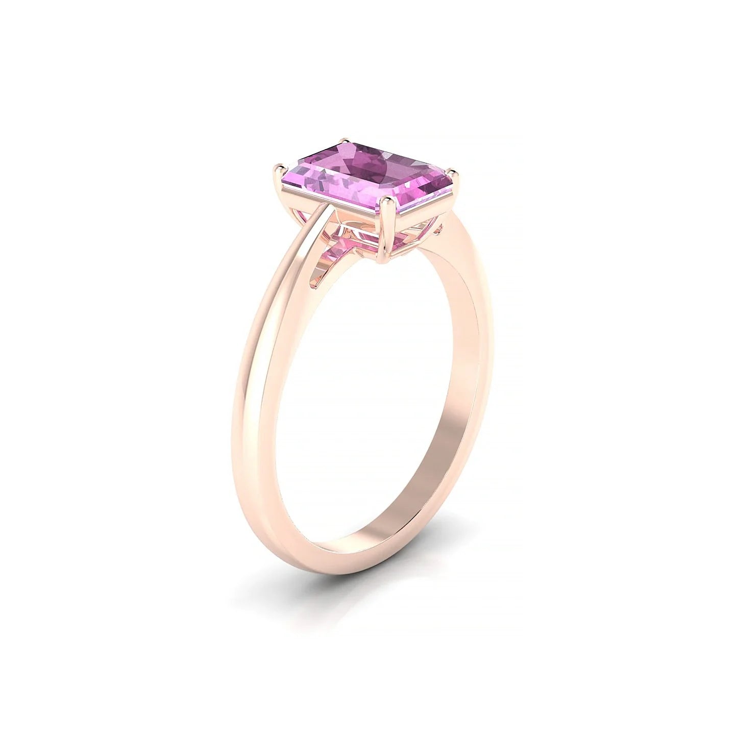 Zenith | 18k Rose Gold 8 x 6 mm Emerald Pink Sapphire Ring
