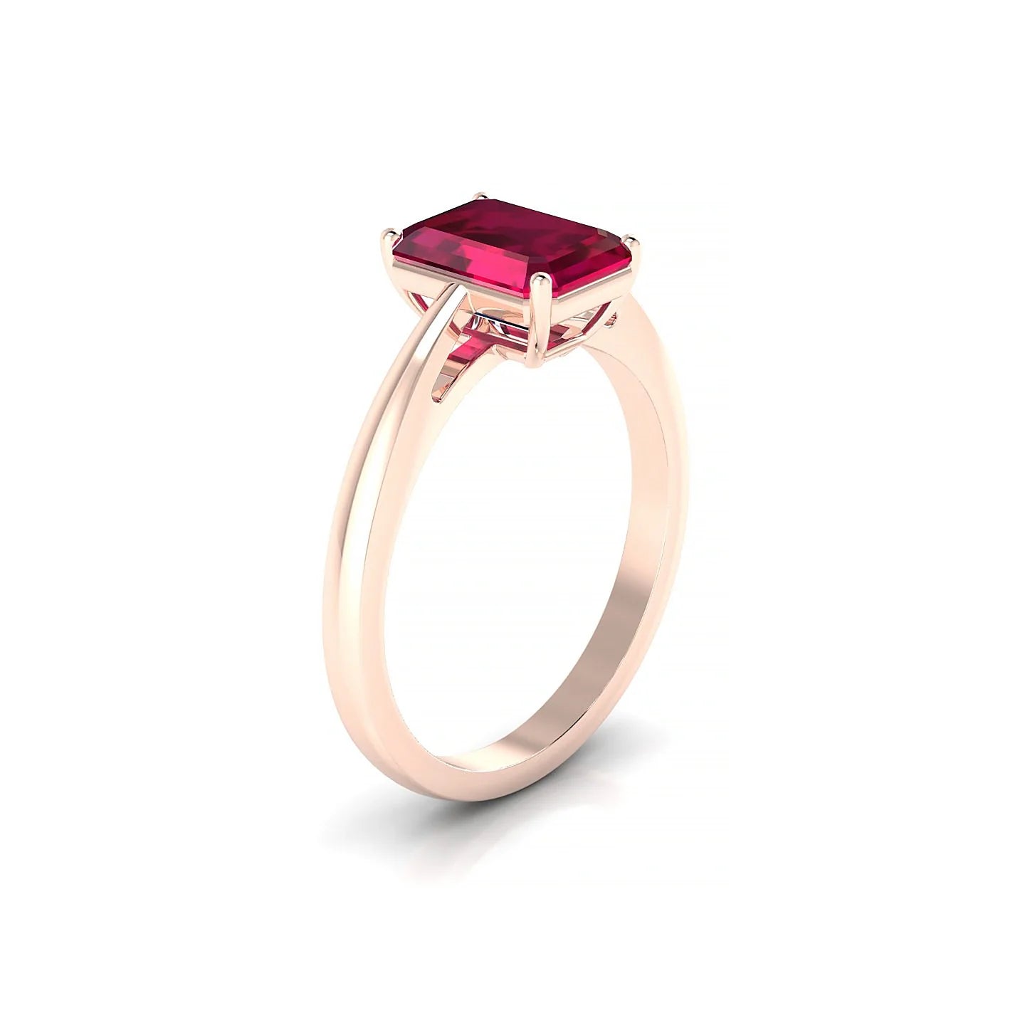 Zenith | 18k Rose Gold 8 x 6 mm Emerald Ruby Ring
