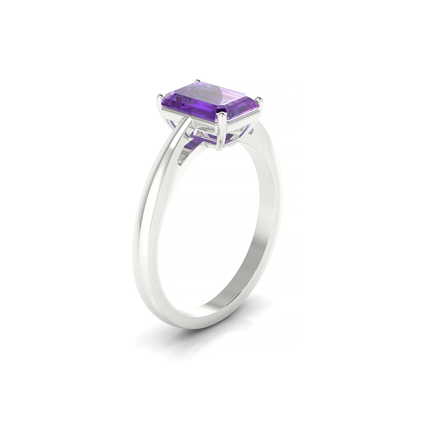 Zenith | 18k White Gold 8 x 6 mm Emerald Amethyst Ring